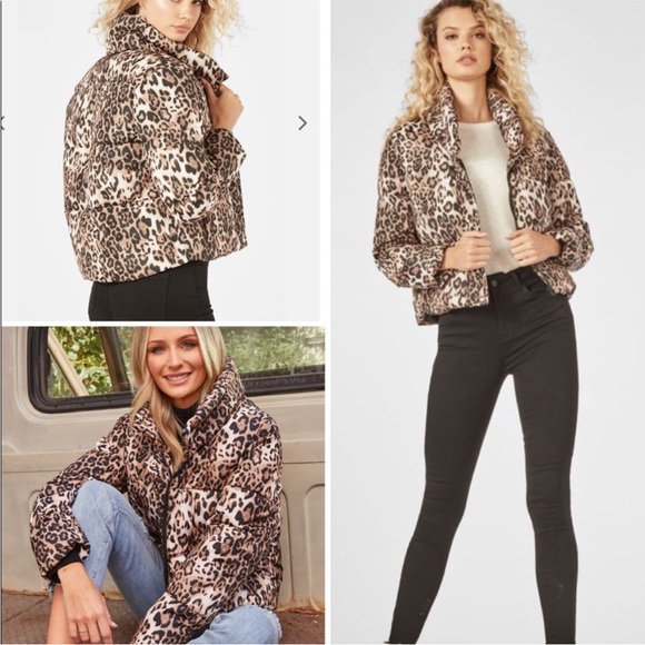 Lauren Bushnell JustFab collection leopard puffer jacket size medium, worn once! - Picture 9 of 10